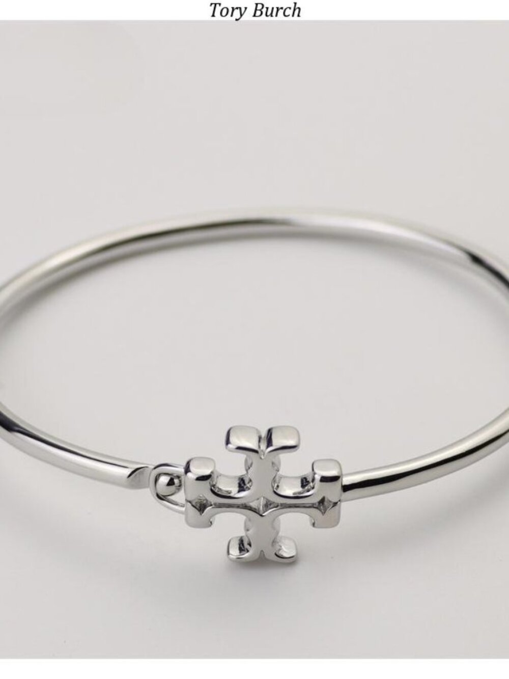 Tory Burch Polished Silver Logo Bangle